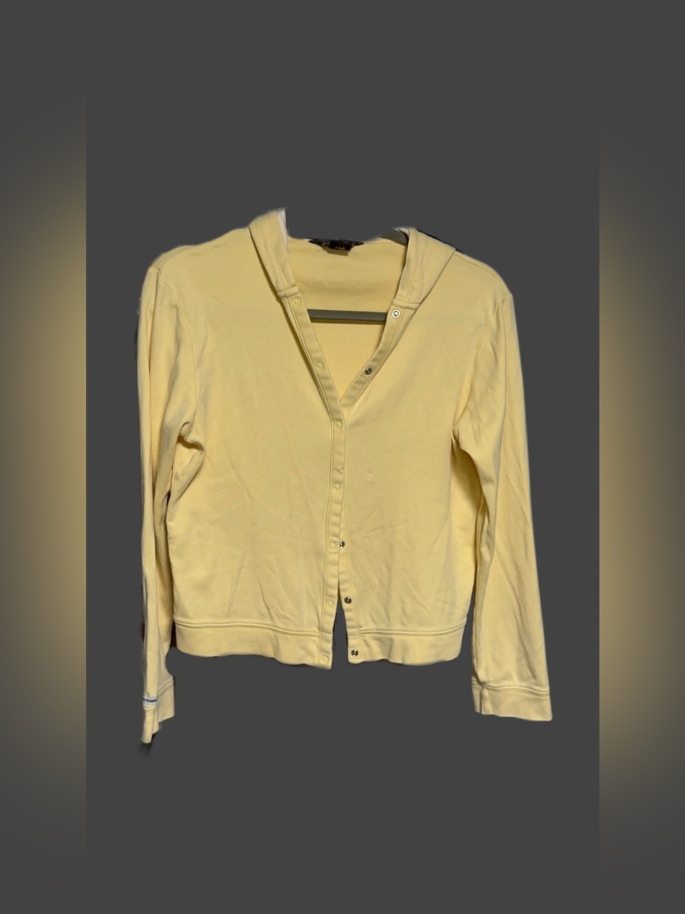 Abercrombie & Fitch Pale Yellow Snap-Front Hooded Cardigan